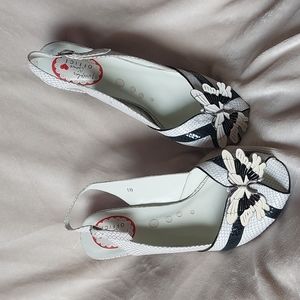 Irregular Choice by Office butterfly faux snakeskin peeptoe heels Size 10